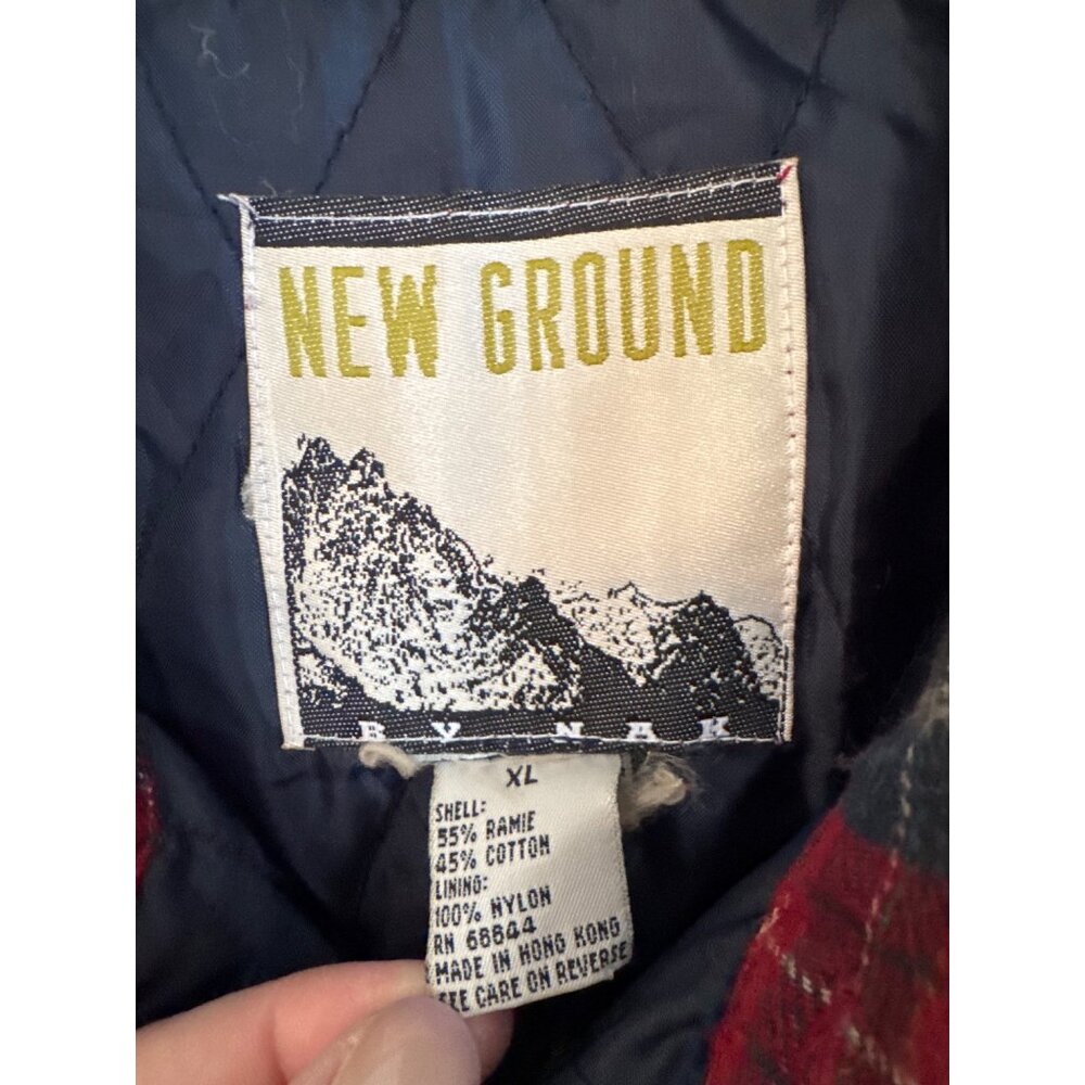 Vintage 90's New Ground Red Plaid Button Down Shacket Size XL - Picture 3 of 6